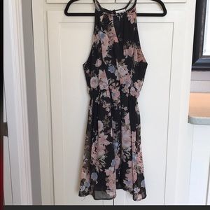 High neck floral dress